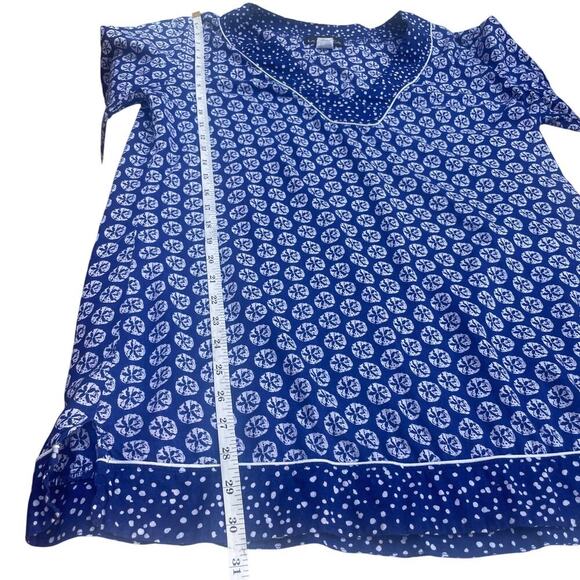 La Blanca Swimsuit Cover-Up Tunic Top Medium Sand Dollar Blue White V-Neck - Picture 4 of 13